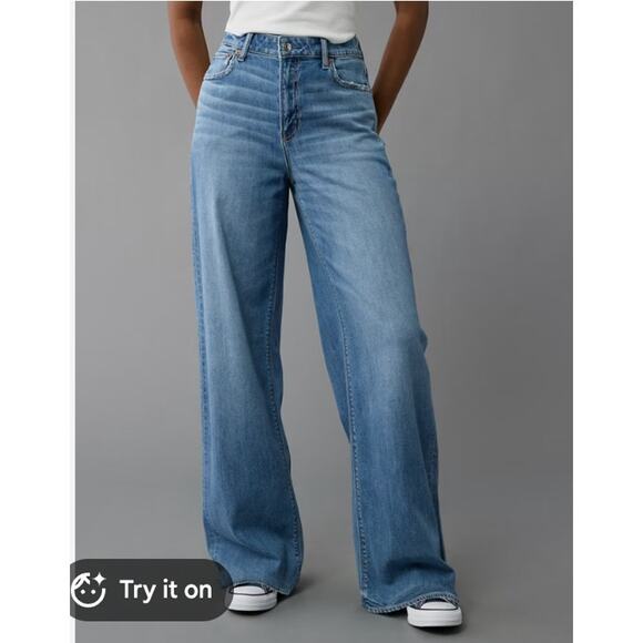 American Eagle Outfitters Denim - American Eagle Outfitters Baggy High Rise Flare Denim Jeans Women's 14 S NEW